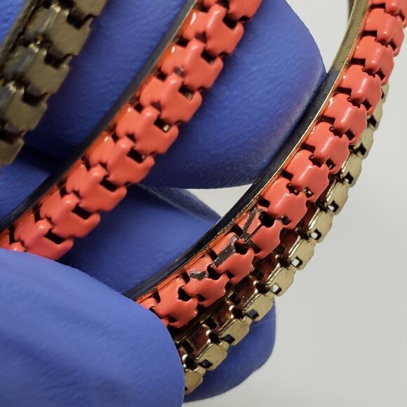 Women's Stunning Set of 5 Gold-tone & Salmon pink Colors Bangle Bracelets - Picture 4 of 8